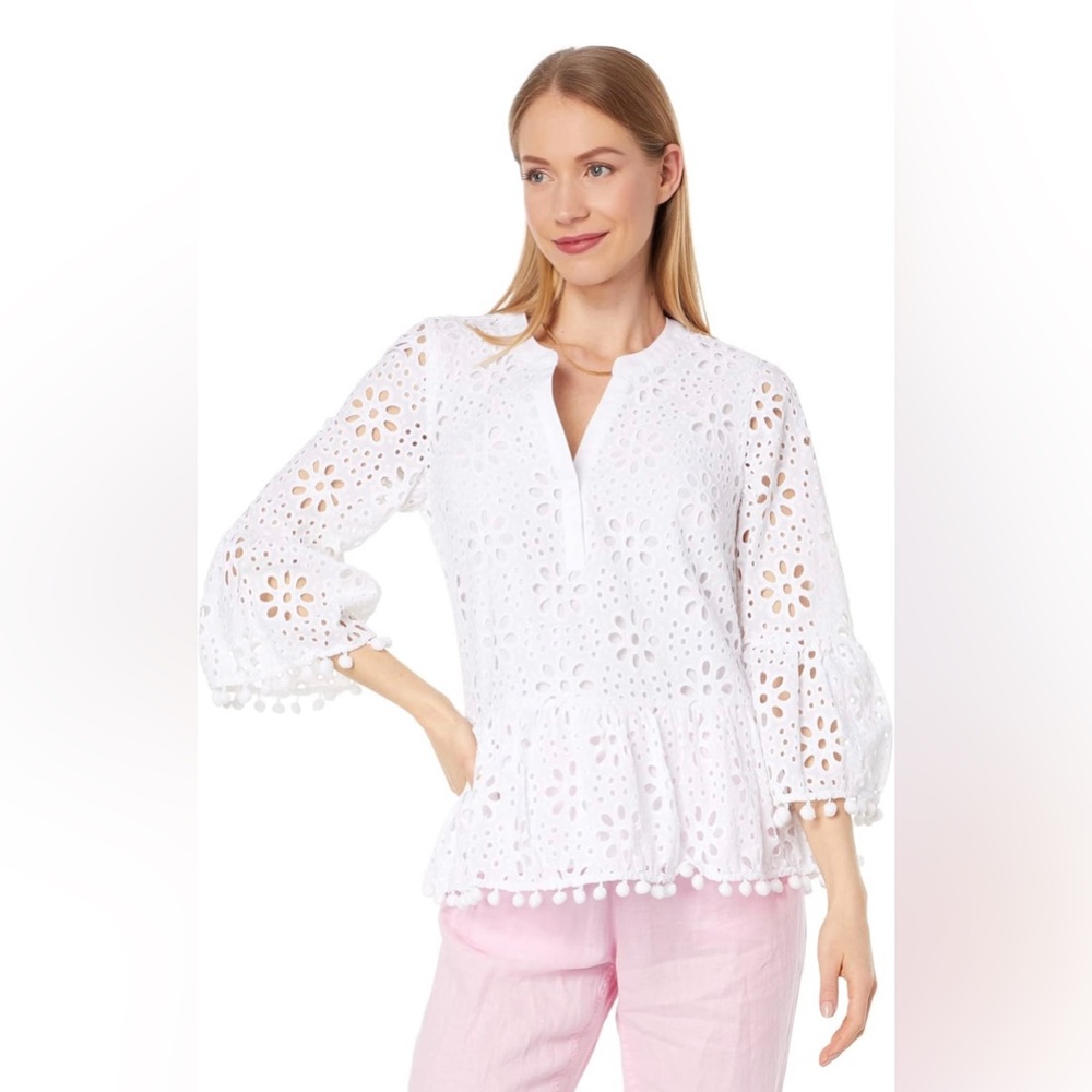 Lilly Pulitzer Bekah 3/4 sleeve Eyele Top